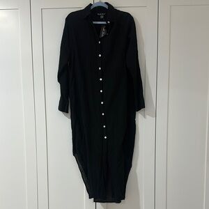 Boohoo Black Long Sleeve Shirt Dress